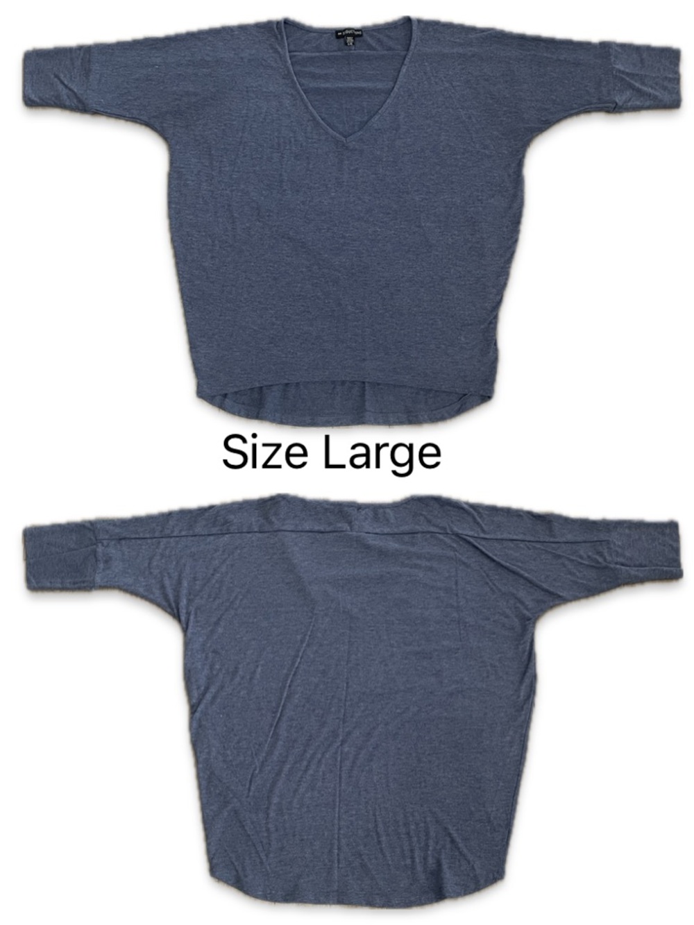 2/$25 Seductions Royal Blue Dolman 3/4 Cuffed Sleeve V-Neck High-Low Top L